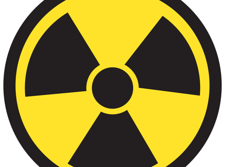 Nuclear symbols on white background illustration